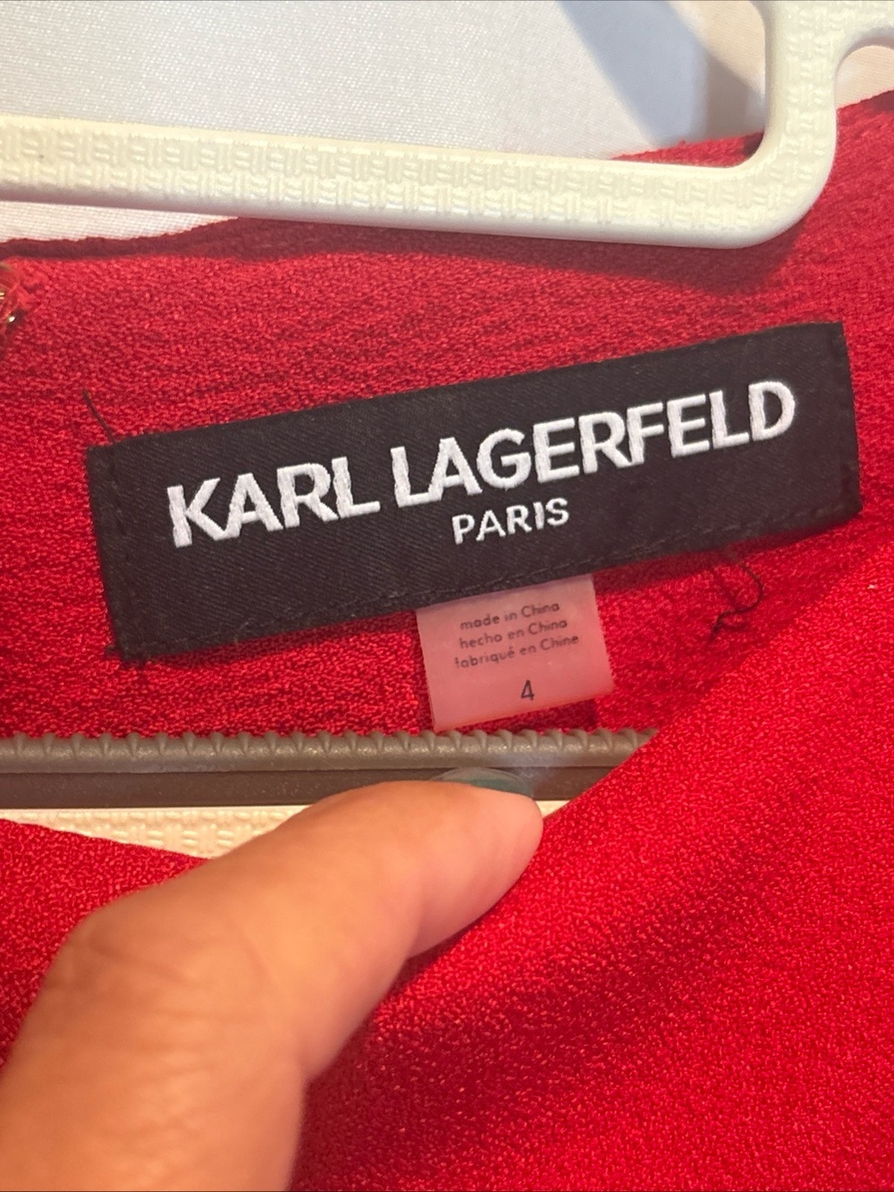 Karl Lagerfeld Red Ruffle-Cuff Shift Dress - Picture 3 of 11